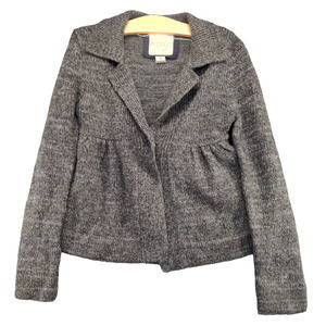 Kenji Women's Cardigan Sweater Gray Medium Long Sleeve Cinch Back Wool Blend